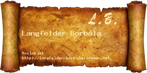 Langfelder Borbála névjegykártya